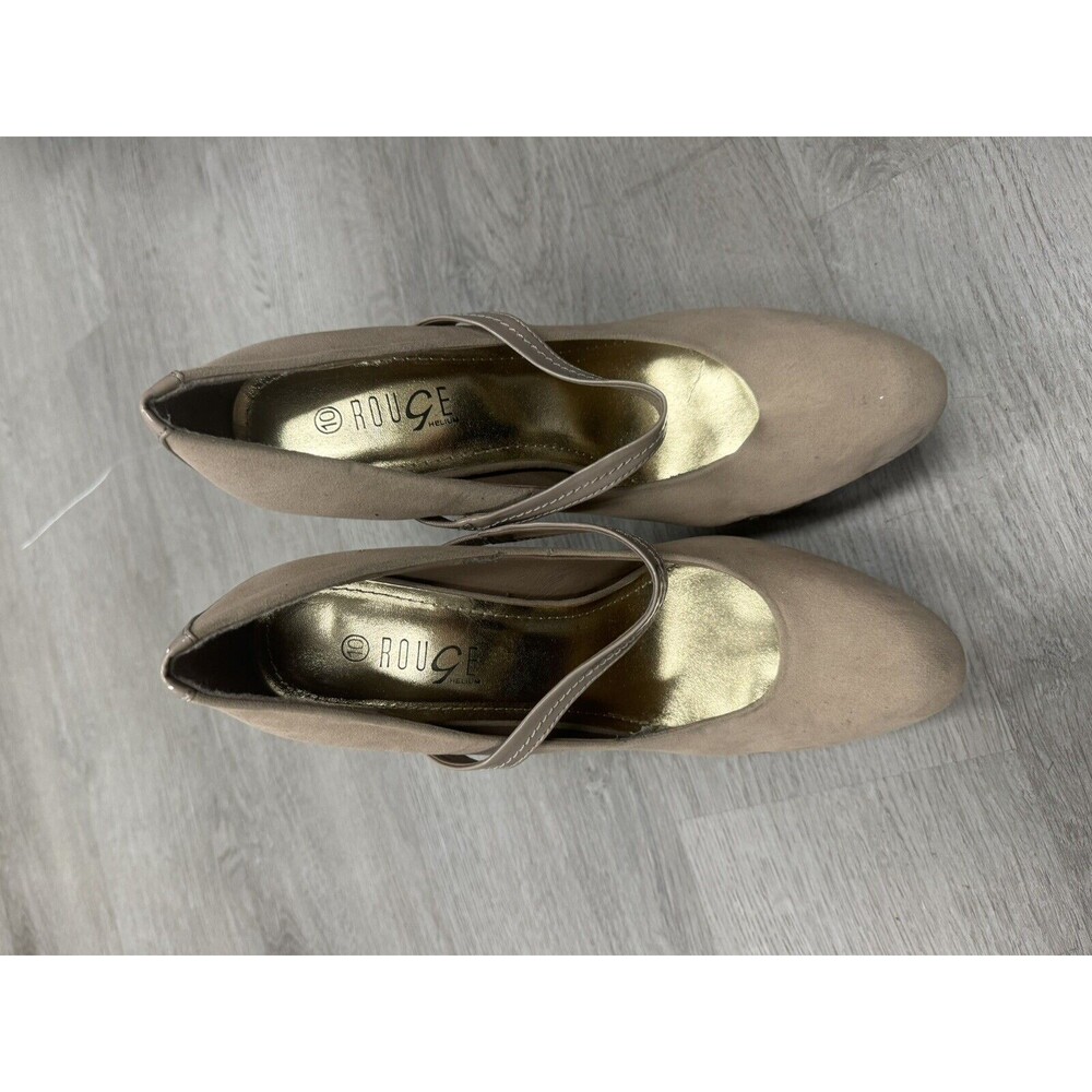 Rouge Helium Faux Suede Beige Stiletto Pump Heel Shoes for Women